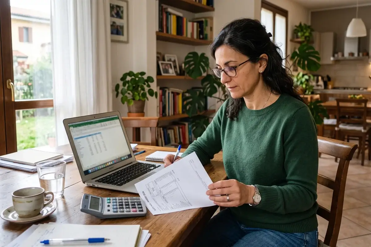 Datore di lavoro controlla documenti e contributi INPS per il lavoro domestico